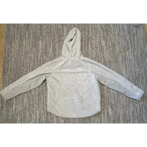 Nike Sherpa Thermal Fleece Pullover  Hoodie Cream with Pockets Size Small - Picture 2 of 6